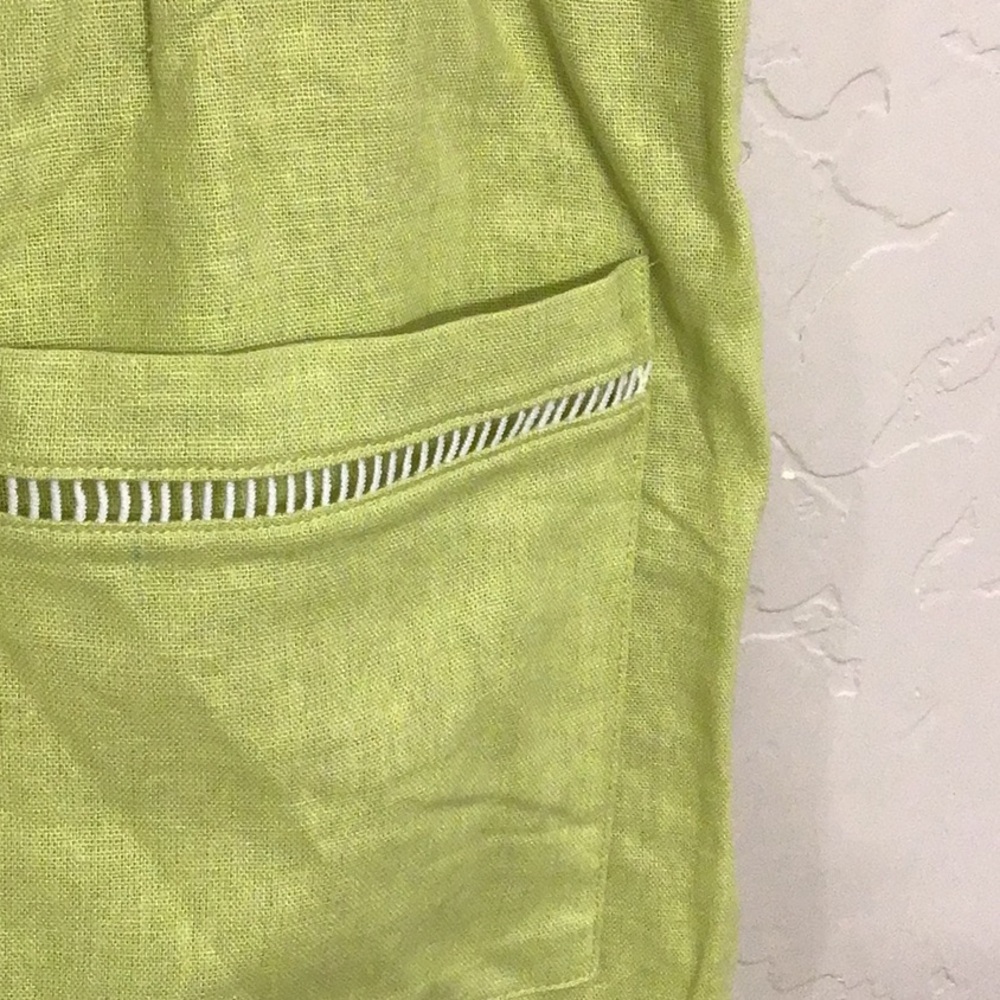 House of Harlow Green Linen Rayon Wide Leg Pants, S - Picture 4 of 11